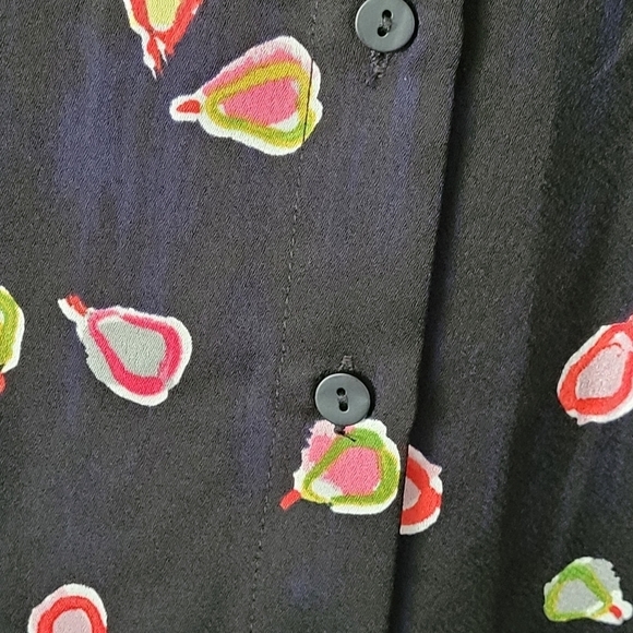 NIC+ZOE Party Pears Printed Button Up Shirt Plus Size Black Multi 3/4 Sleeve - Picture 8 of 13